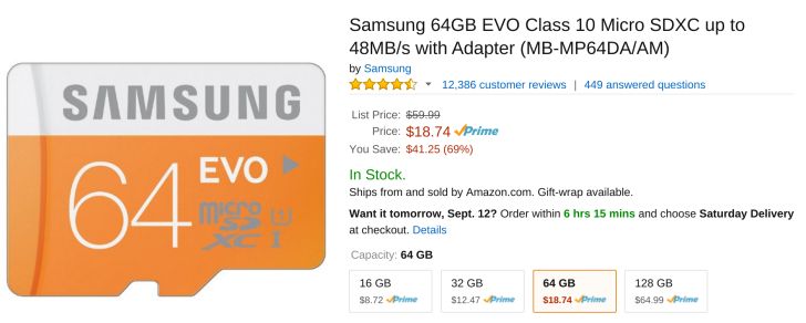 Fotografía - [Mise à jour: maintenant juste 17,57 $] [pacte Alerte] 64Go EVO carte MicroSD de Samsung est un fou Low 18,74 $ en ce moment sur Amazon